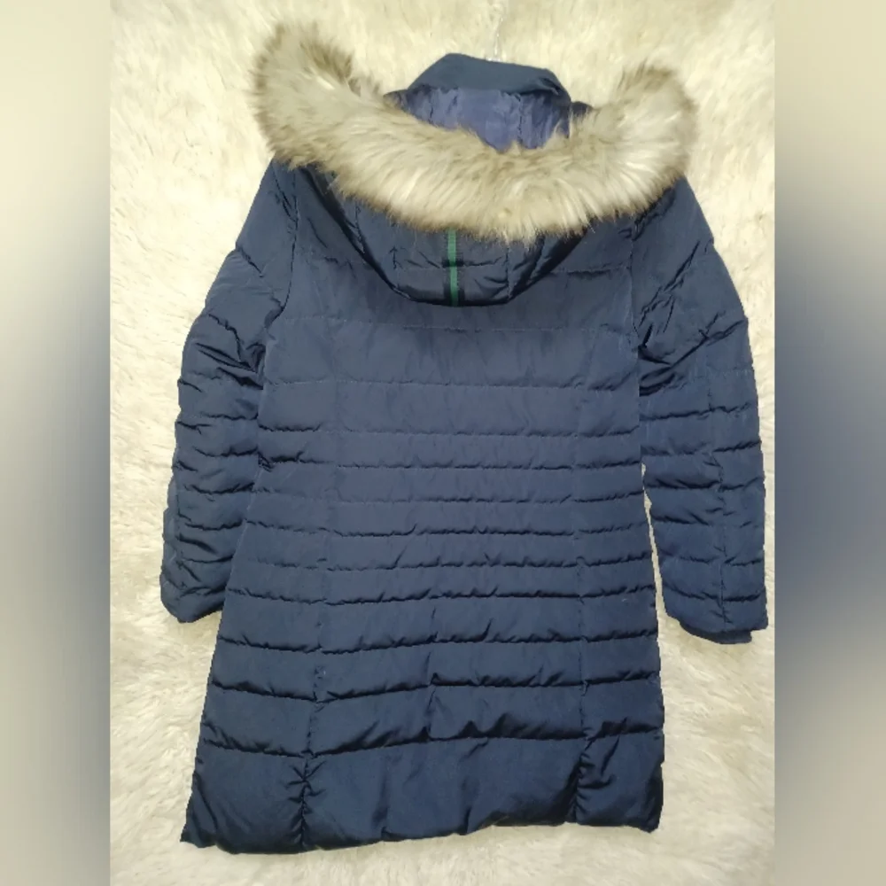 Talbots Dark Blue Puffer Coat with Faux Fur Hood - Picture 2 of 13